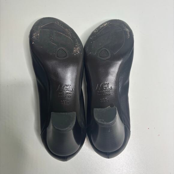 AGL Black Patent Leather Cap Toe Block Heel Pump 39.5 - Picture 8 of 10